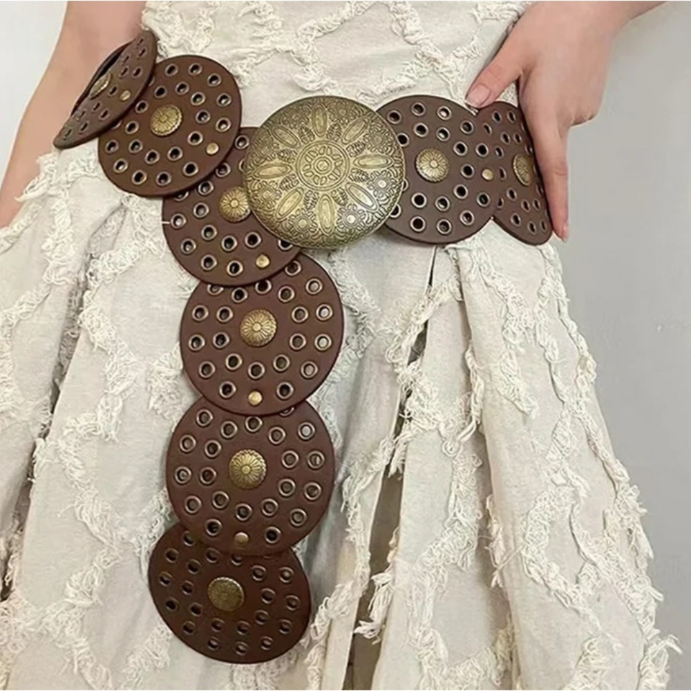 Boho brown disc belt